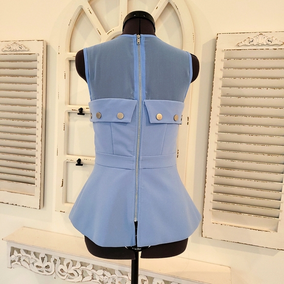 Sleeveless Periwinkle Blue peplum top - Picture 2 of 5